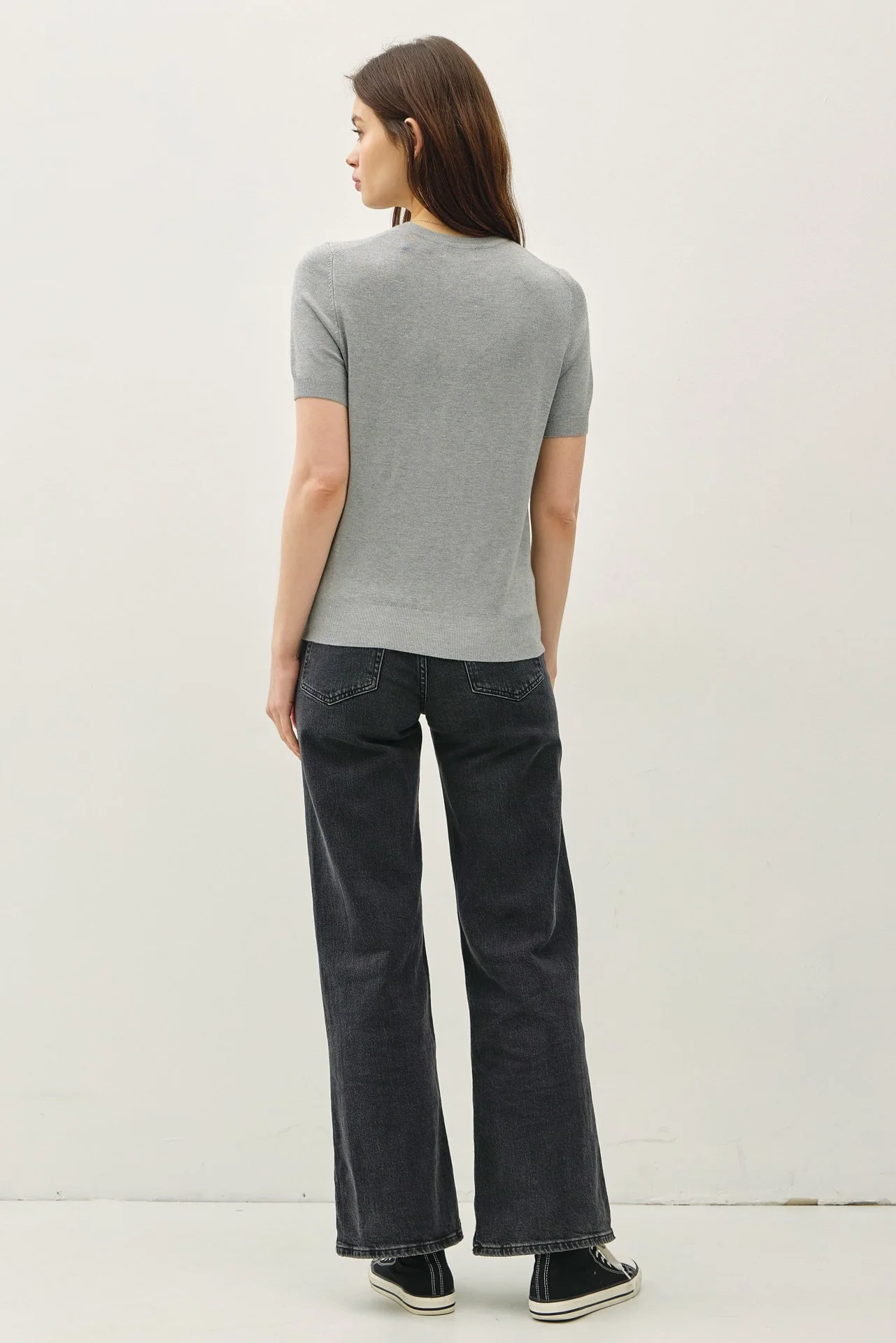 Basic Sweater Tee with Cuffing Detail at Sleeve - Image 5