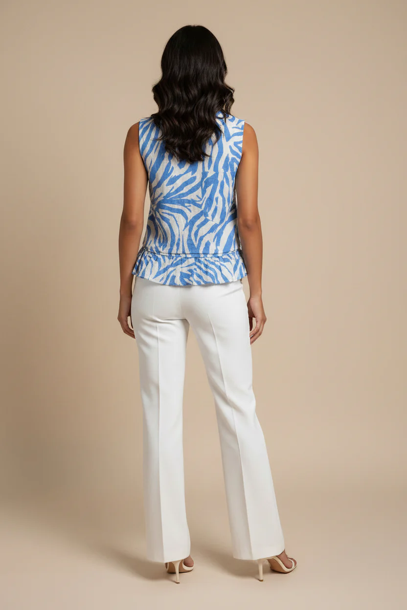 COLLARED TANK TOP WITH FRONT POCKET AND RUFFLED BOTTOM - Image 2