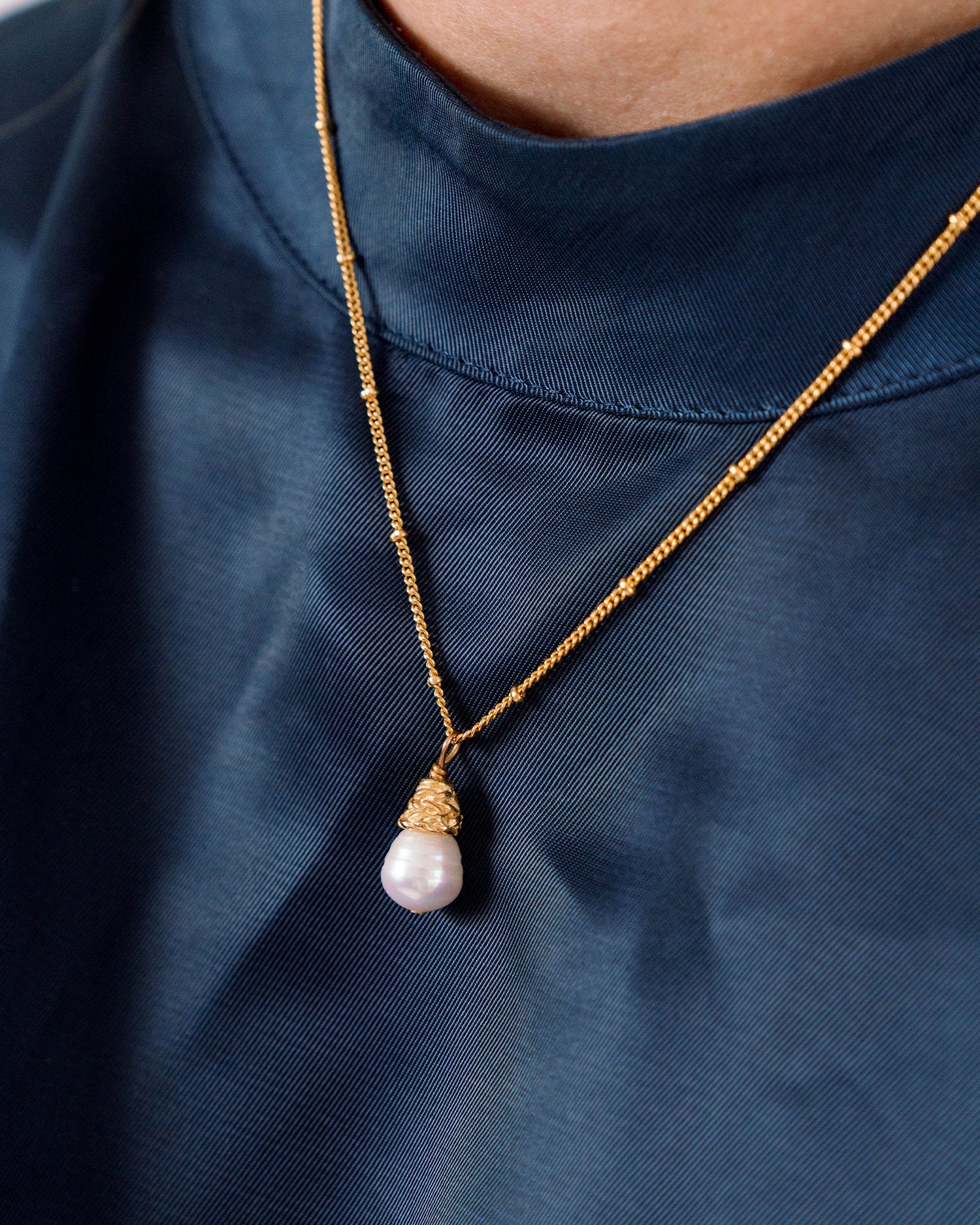 Dainty Pearl Drop Necklace - Image 2