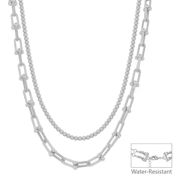 Double Layered Beaded with Chain 16"-18" Multiway Necklace