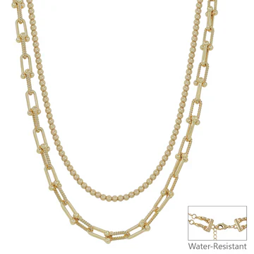 Double Layered Beaded with Chain 16"-18" Multiway Necklace - Image 2