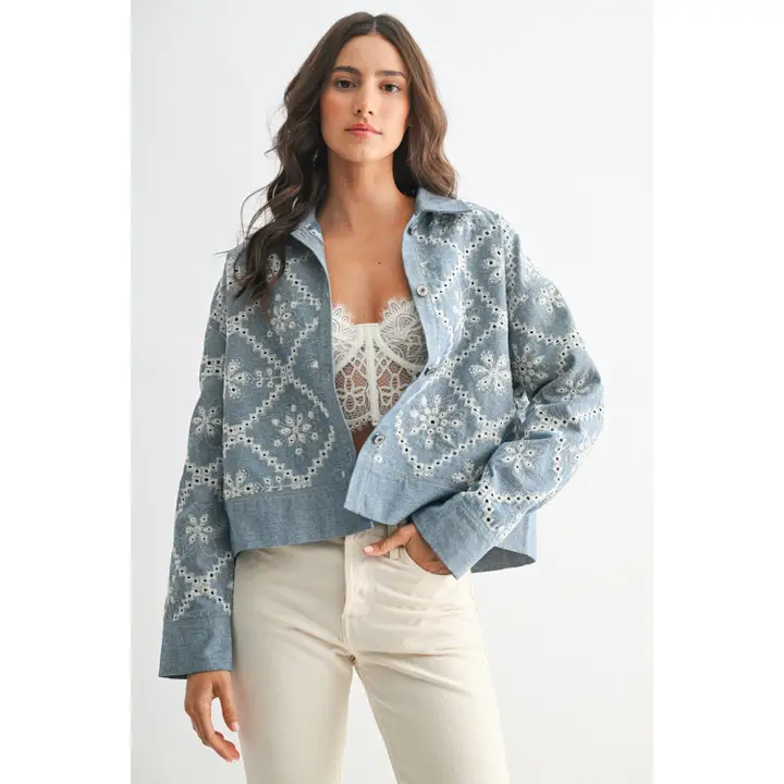 Embroidered Denim Jacket - Image 3