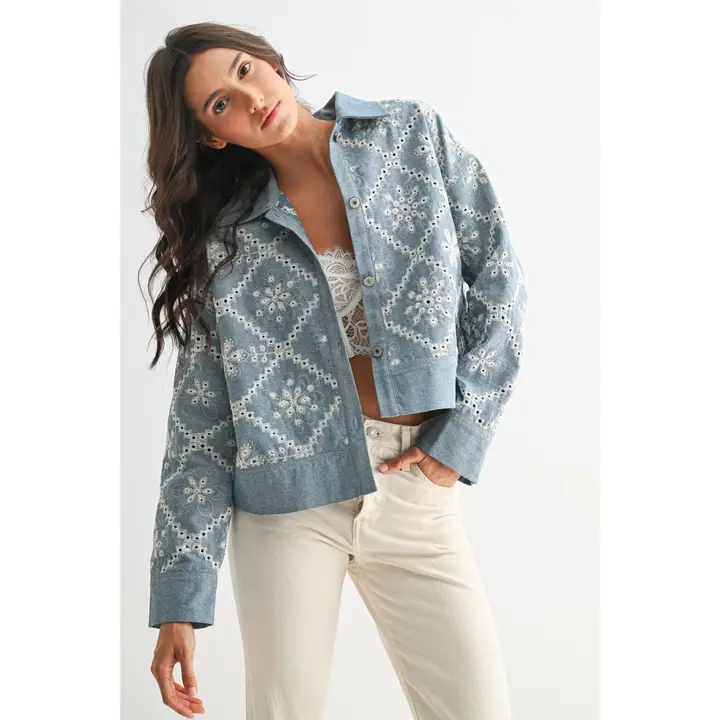 Embroidered Denim Jacket - Image 4