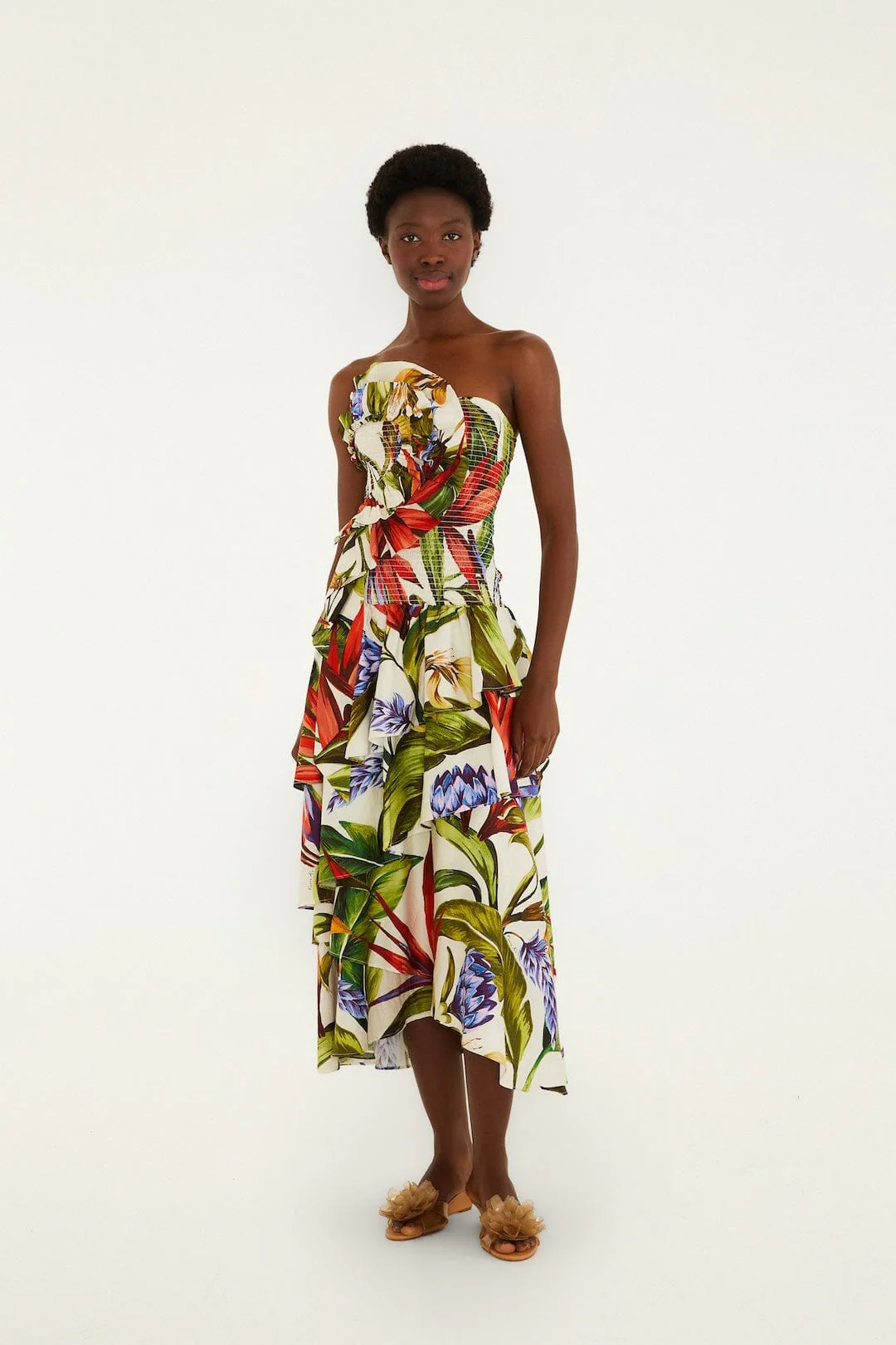 Florart Sand Strapless Maxi Dress
