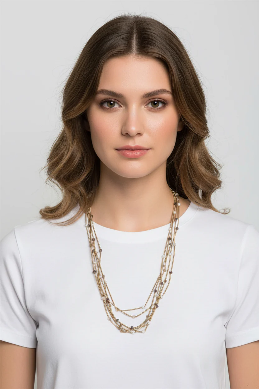 GLASS BEAD MULTI STRANDS NECKLACE - Image 2