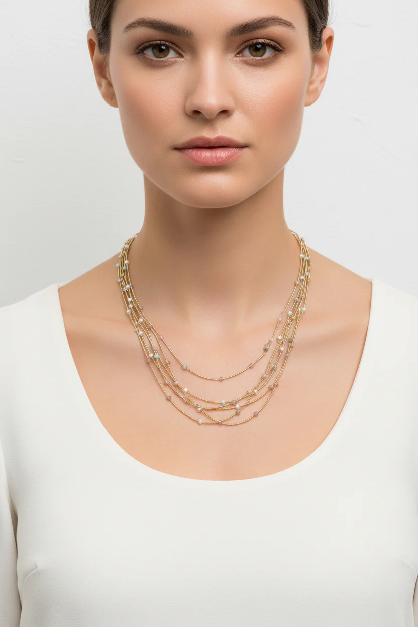 GLASS BEAD MULTI STRANDS NECKLACE - Image 3