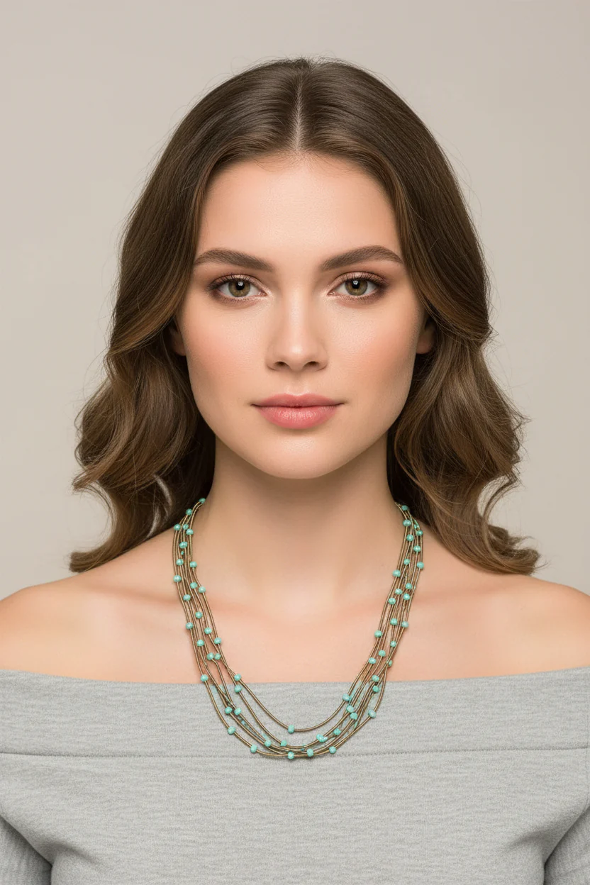 GLASS BEAD MULTI STRANDS NECKLACE - Image 4