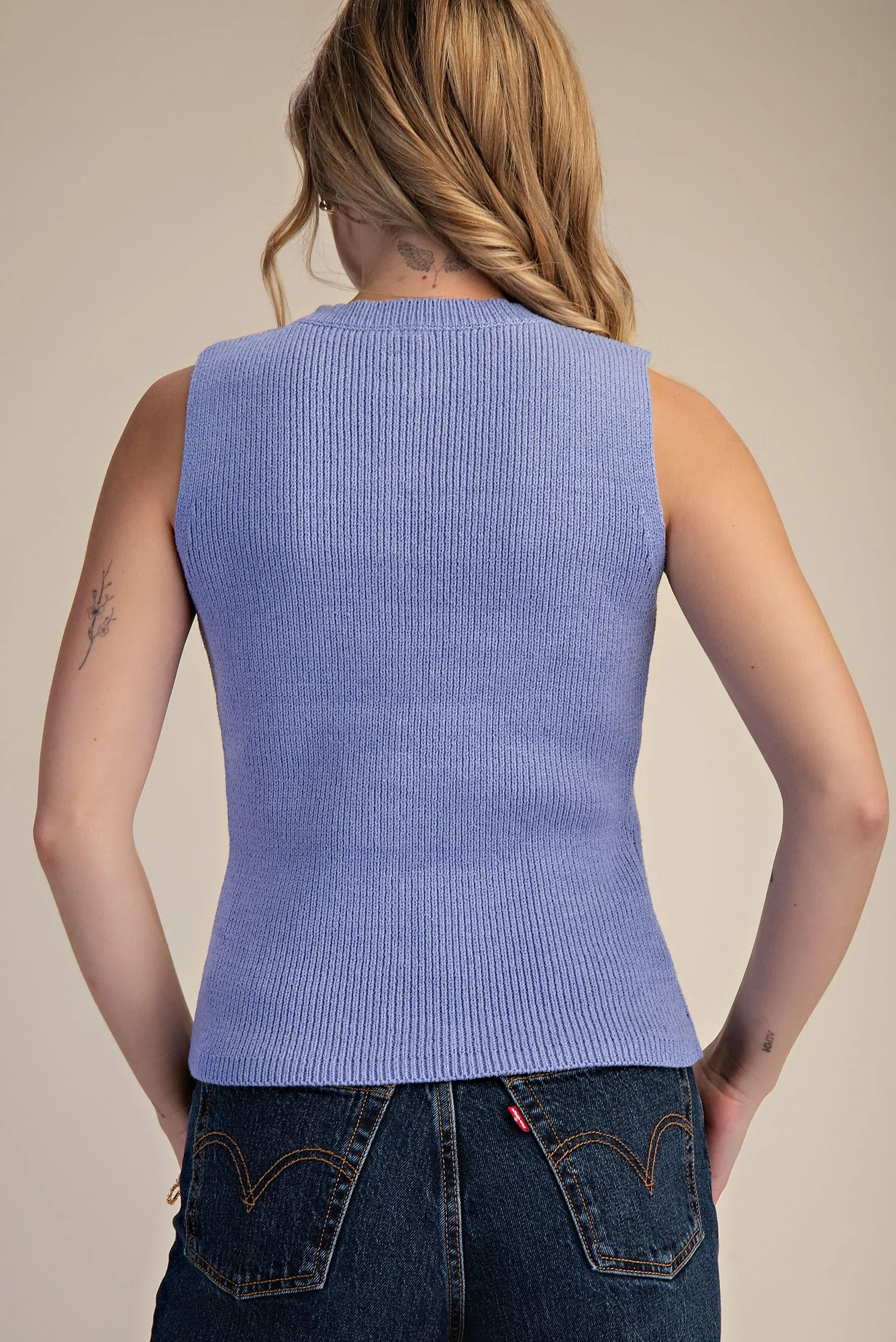 Gold Button Sweater Vest Top - Image 2