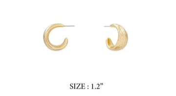 Gold Textured 1.25" Hoop Earring