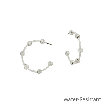 Hoop with Textured Ball Earring - Image 2