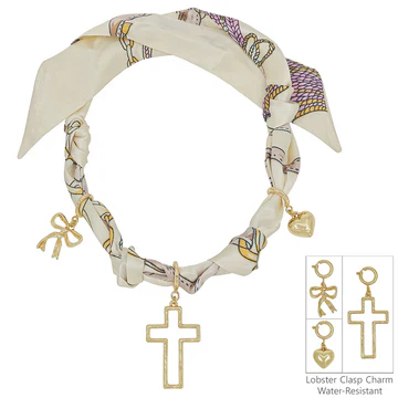 Knotted Scarf Necklace with Charms - Image 3