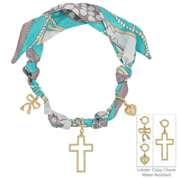 Knotted Scarf Necklace with Charms - Image 4