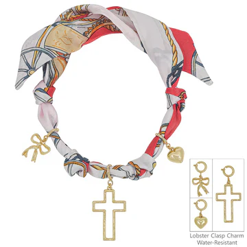 Knotted Scarf Necklace with Charms - Image 5