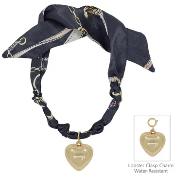 Knotted Scarf Necklace with Hammered 1" Puffy Heart Charm - Image 3