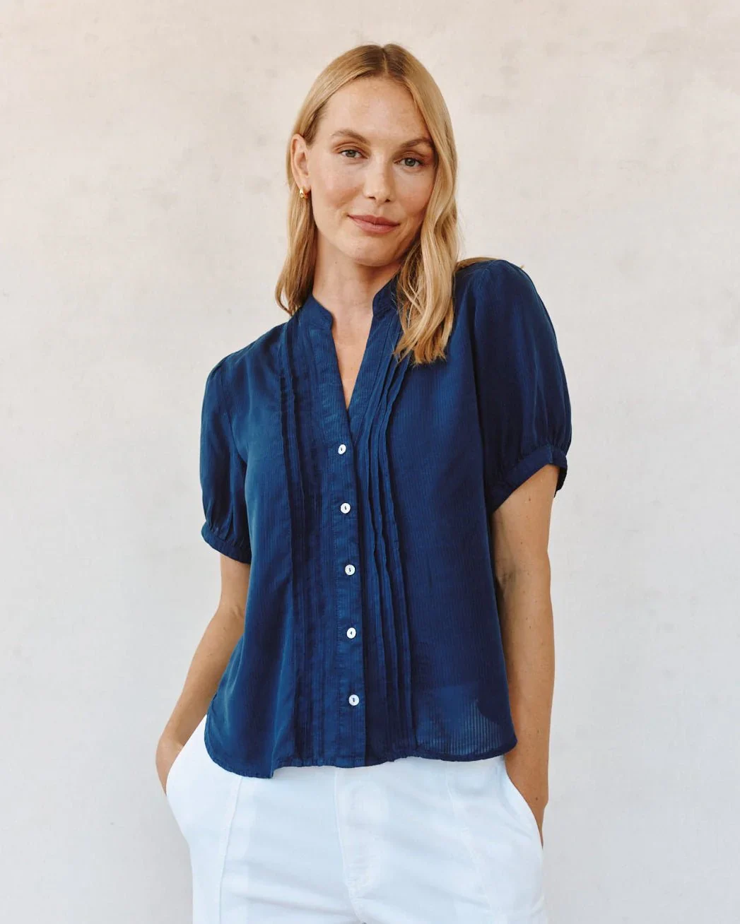 Short Sleeve Pintuck Shirt - Image 3