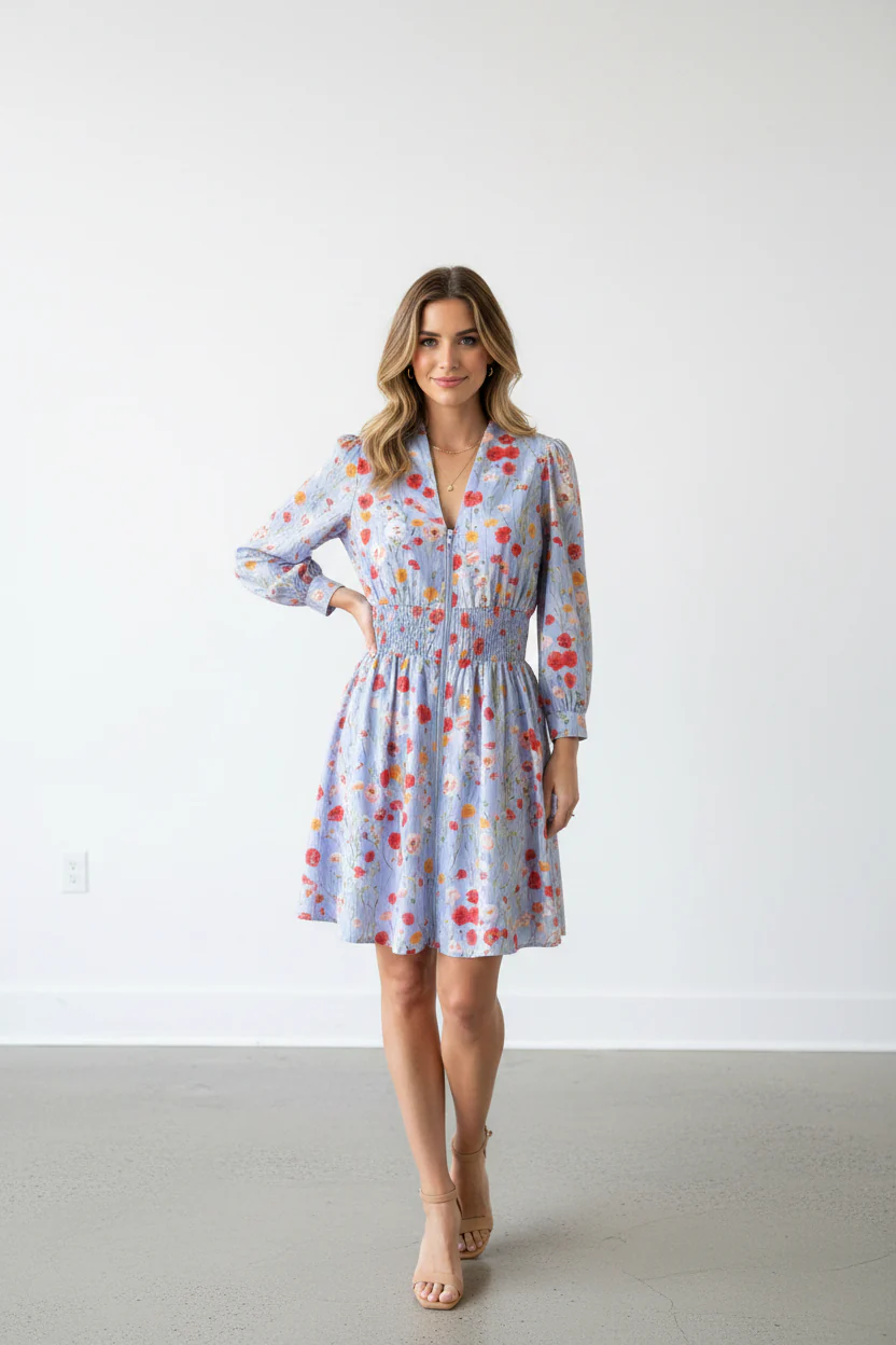LONG SLEEVE ZIPPER DRESS - Image 2