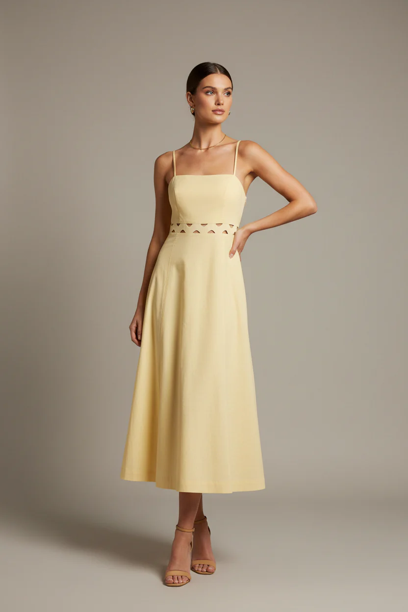 MIDI DRESS WITH WAIST CUT OUTS