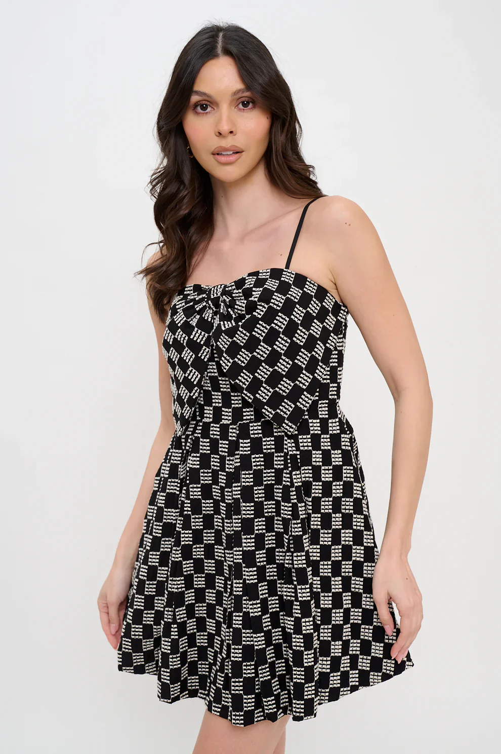 Midnight Weave Bow Mini Dress - Image 4