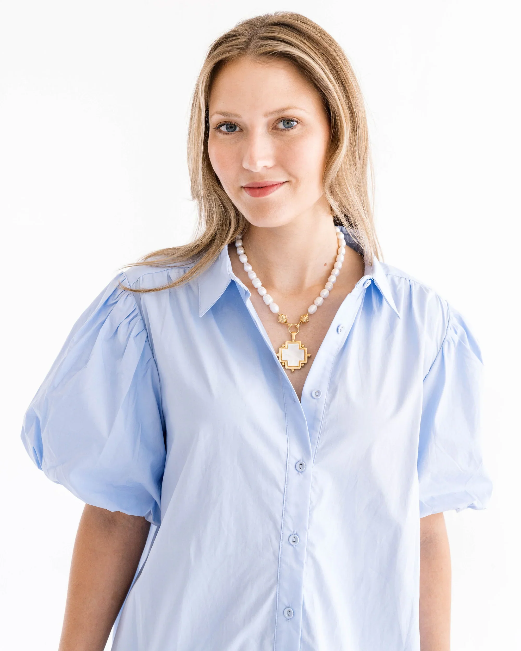 Mother of Pearl Cross Pearl Necklace - Image 2