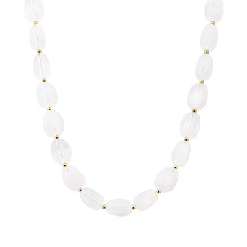 Oval Acrylic Natural Beaded 16"-18" Necklace - Image 3