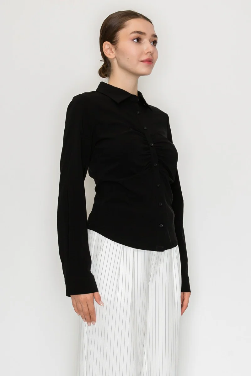 Ruched Button Down Shirt - Image 5