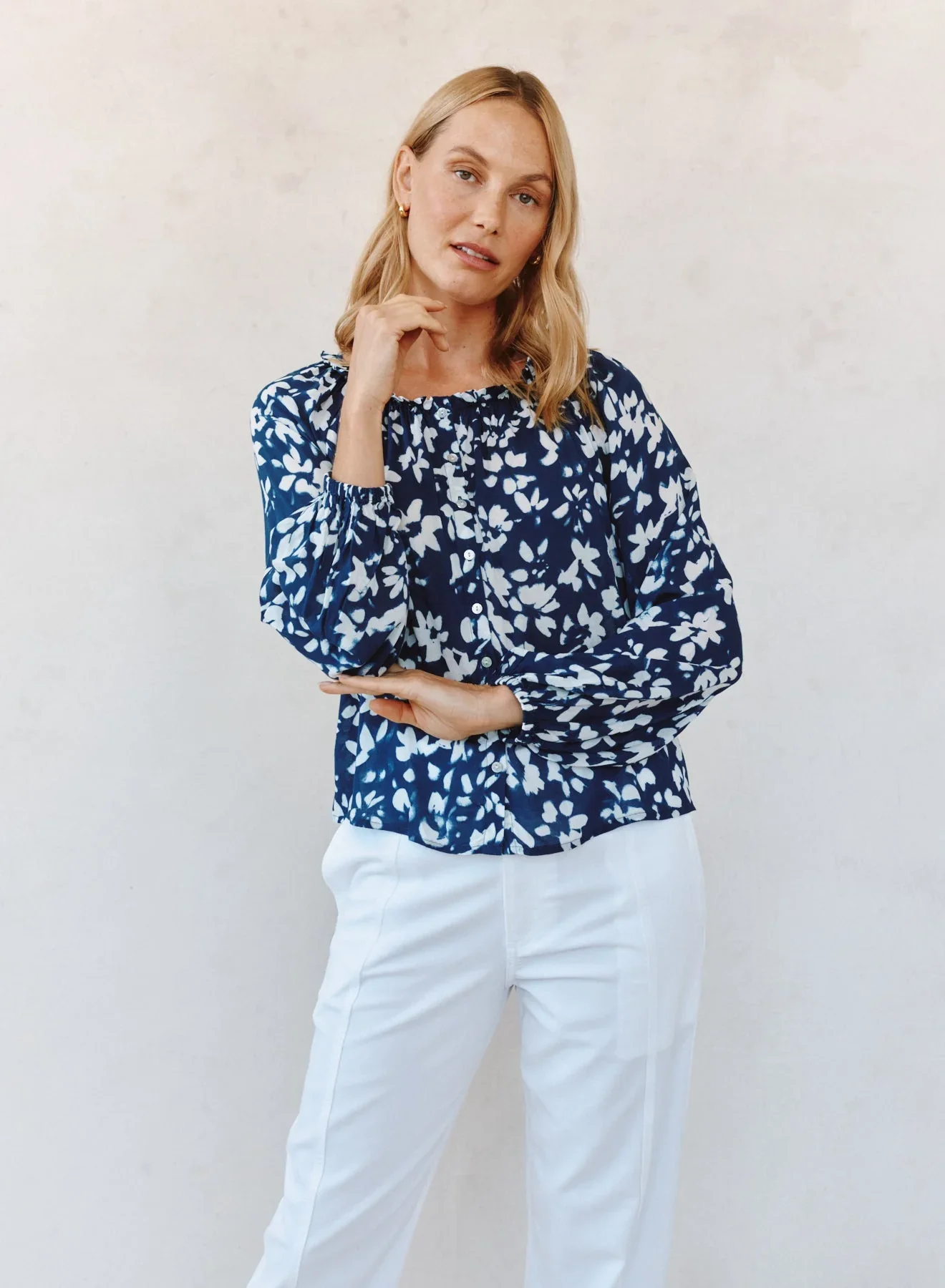Ruffle Neck Raglan Button Down - Image 4