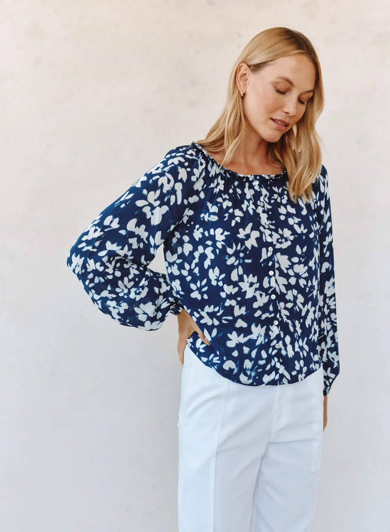 Ruffle Neck Raglan Button Down - Image 5