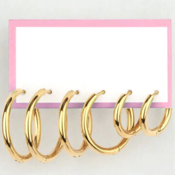 Set of 3 .5", .75", 1" Gold Hoop Earrings