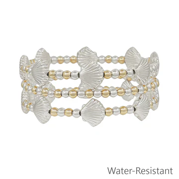 Set of 3 Shell Beaded Stretch Bracelets - Image 2