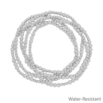 Set of 5 4mm and 3mm Beaded Stretch Bracelets - Image 3