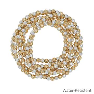 Set of 7 Textured Beaded Stretch Bracelet - Image 2