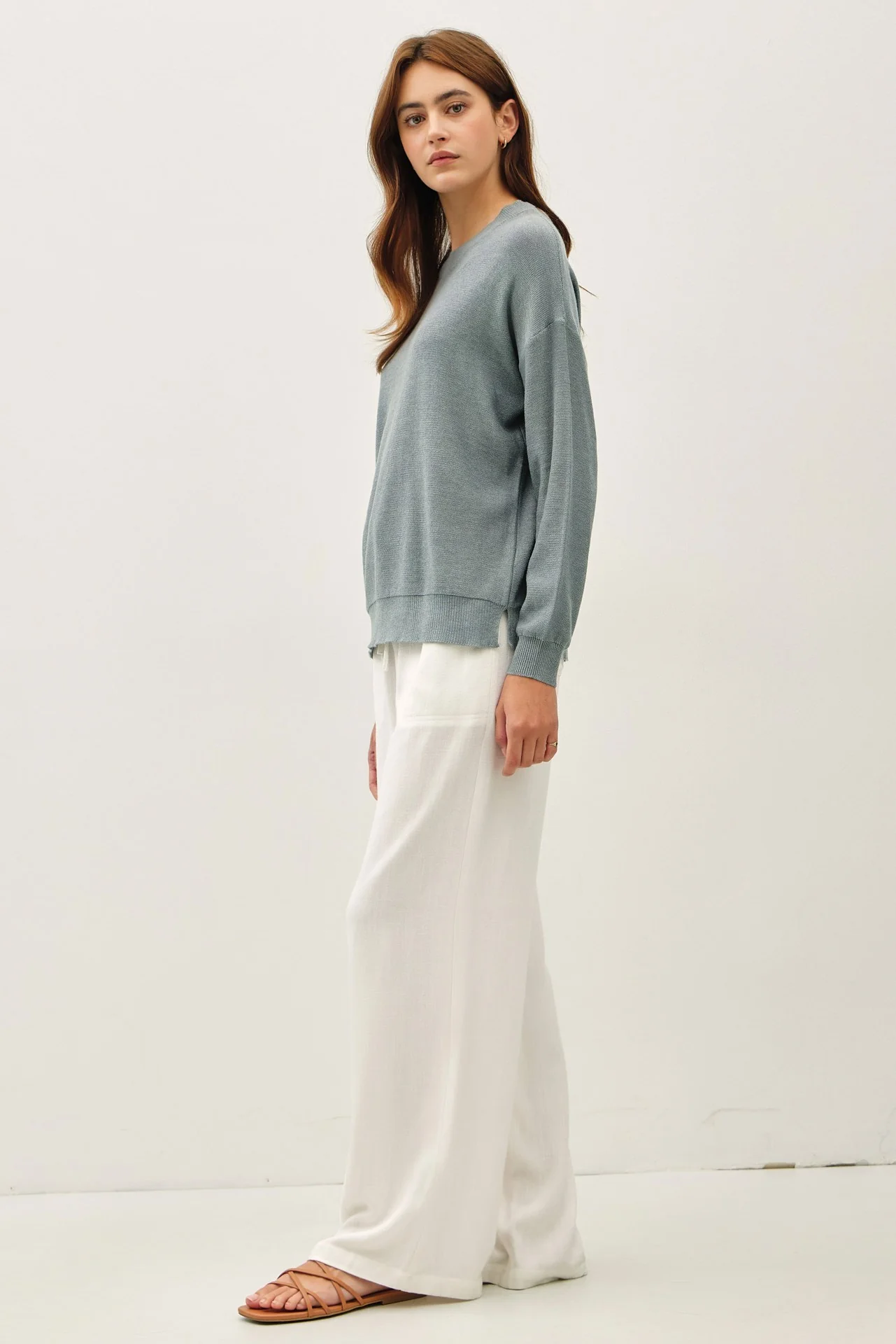 Slightly Oversized Drop Shoulder Sweater Top - Image 3