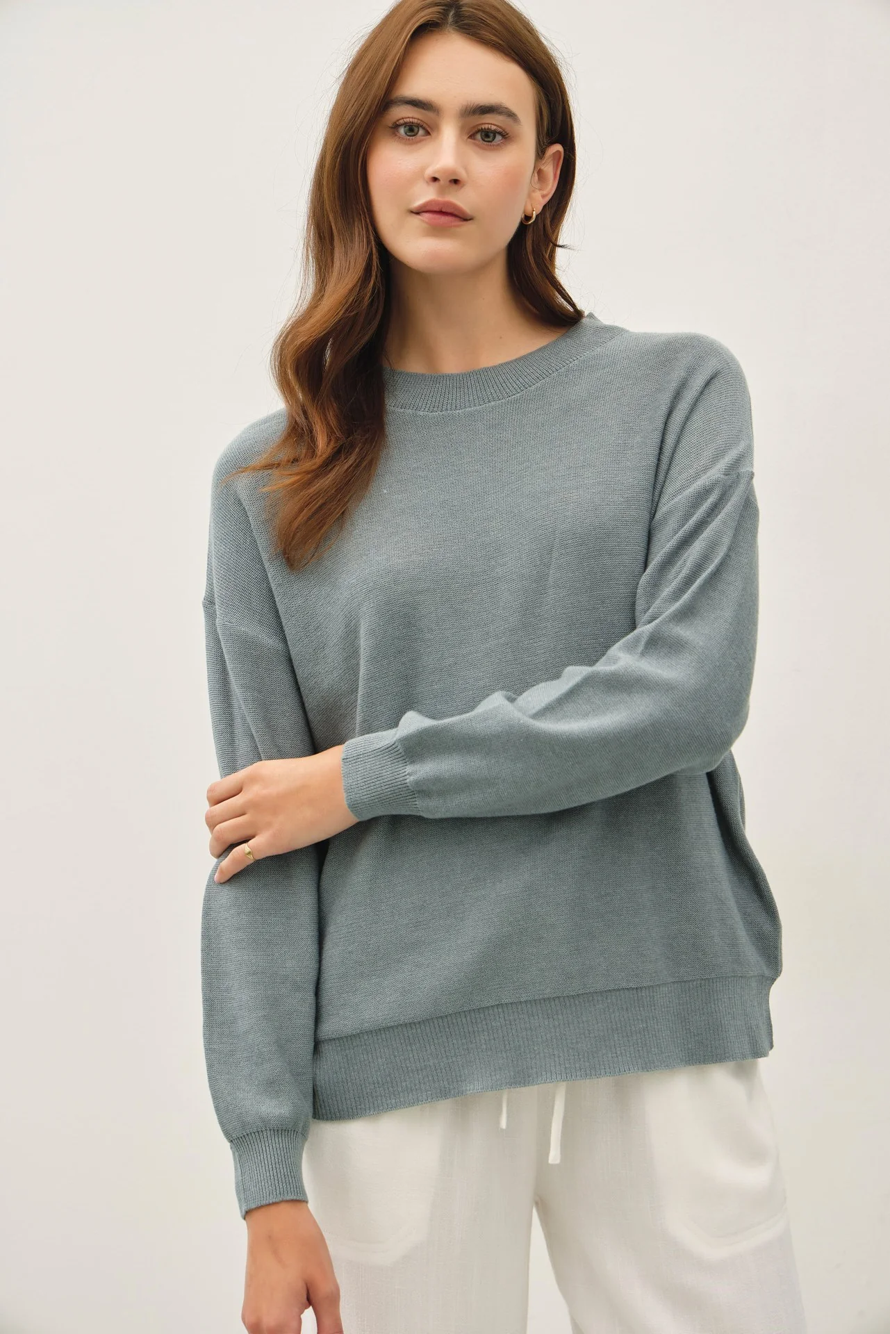Slightly Oversized Drop Shoulder Sweater Top - Image 4