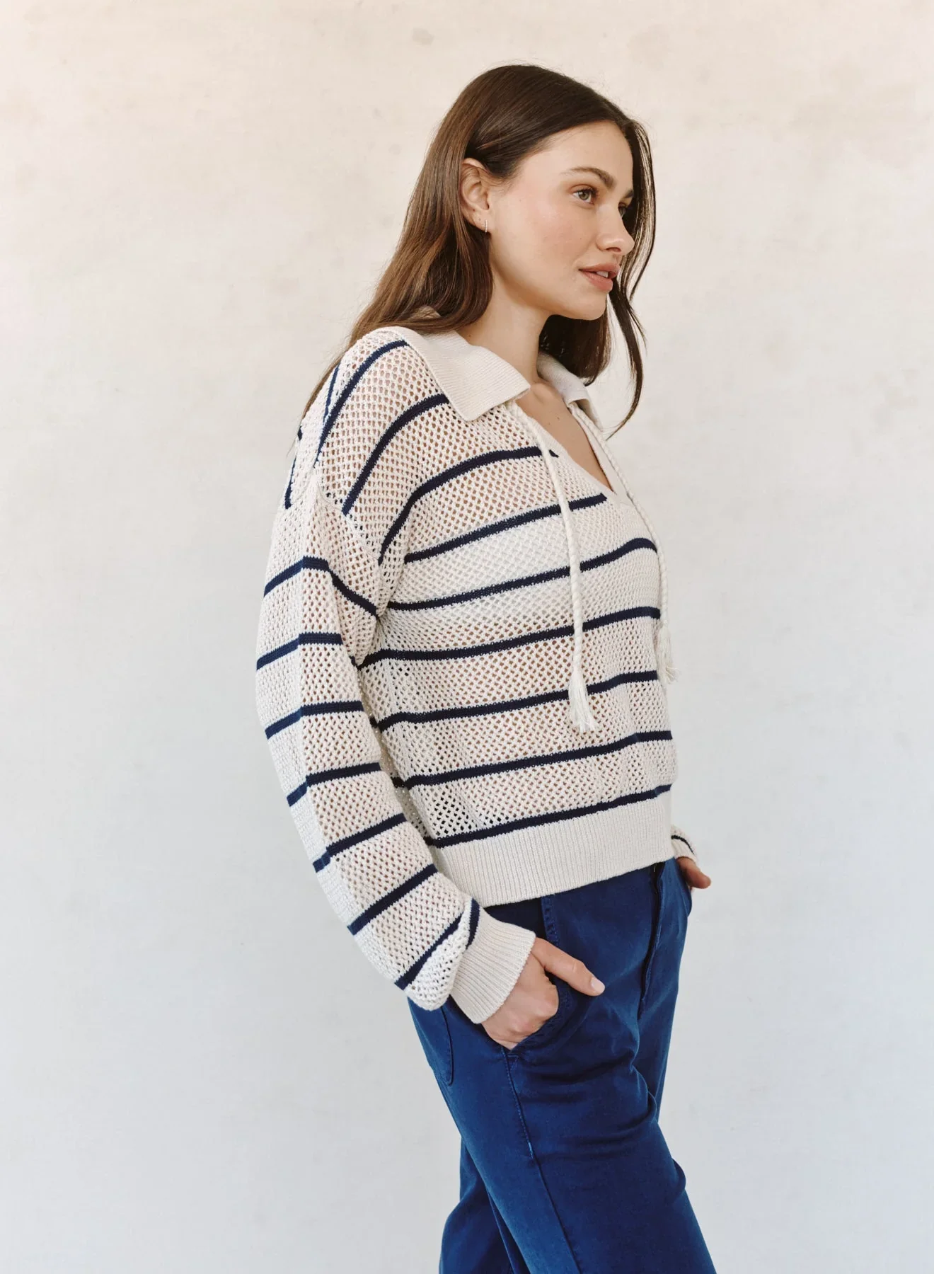 Tassel Tie Open Knit Sweater - Image 6