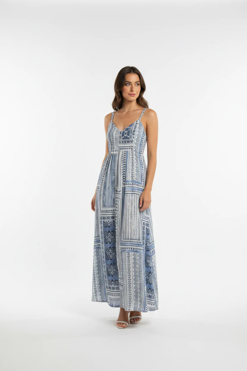 THIN STRAP PATTERNED MIDI DRESS - Image 2